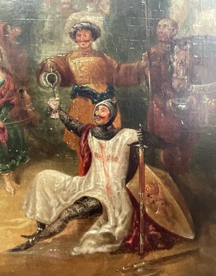 Lot 41 - After Daniel Maclise, oil on canvas, Robin Hood and his Merry Band with King Richard in a Woodland, 57cm x 87cm, in gilt frame