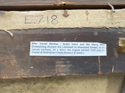 Lot 41 - After Daniel Maclise, oil on canvas, Robin Hood and his Merry Band with King Richard in a Woodland, 57cm x 87cm, in gilt frame