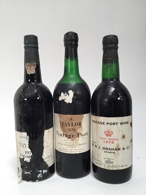 Lot 83 - Three bottles, port, Taylor's 1977, W & J Graham & Co. 1970 and Taylor 1970 port