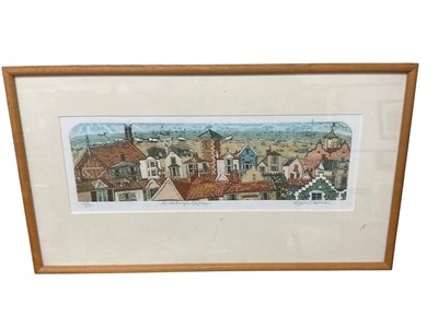 Lot 853 - Glynn Thomas (b. 1946) colour etching, Aldeburgh Rooftops, signed and numbered 177/250, 12 x 41cm, framed