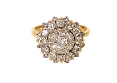 Lot 419 - Diamond cluster ring with a tiered cluster of brilliant cut diamonds in 18ct gold setting