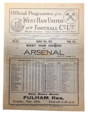 Lot 4 - West Ham v Arsenal March 26th 1932 Football League Division I