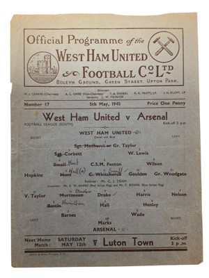 Lot 12 - West Ham v Arsenal 5th May 1945 Football League South