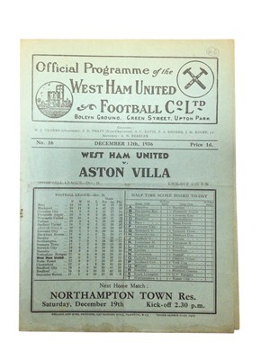 Lot 18 - West Ham v Aston Villa December 12th 1936 Football League Division II