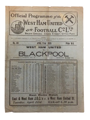 Lot 25 - West Ham v Blackpool April 22nd 1935 Football League Division II