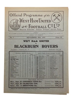 Lot 31 - West Ham v Blackburn Rovers September 25th 1937 Football League Division II