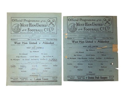 Lot 34 - West Ham v Aldershot 20th January 1945 Football League South, 24th February 1945 Football League South (2)