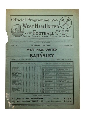 Lot 38 - West Ham v Barnsley October 16th 1937 Football League Division II
