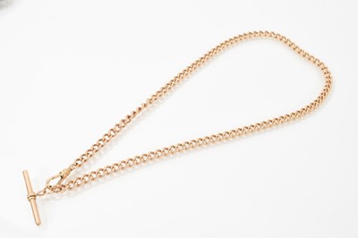 Lot 484 - Heavy 9ct gold curb link watch chain