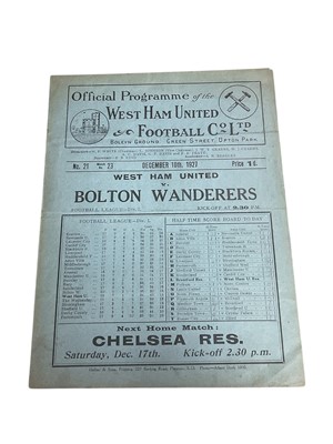 Lot 43 - West Ham v Bolton Wanderers December 10th 1927 Football League Division I