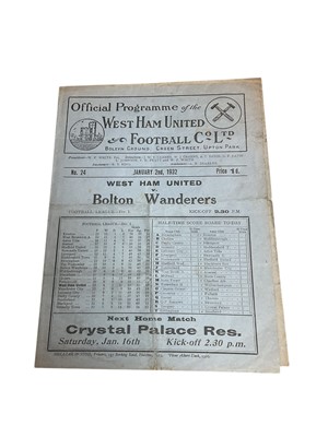 Lot 45 - West Ham v Bolton Wanderers January 2nd 1932 Football League Division I