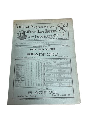Lot 52 - West Ham v Bradford December 28th 1936 Football League Division II