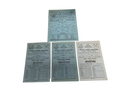 Lot 55 - West Ham v Bradford 1st February 1947, 20th December 1947, 2nd April 1949, 4th March 1950 all Football League Division II (4)