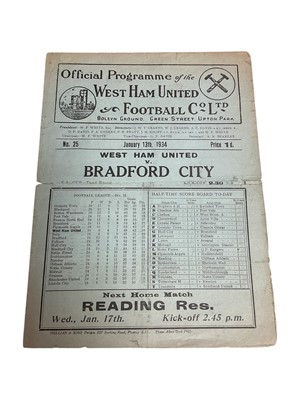 Lot 56 - West Ham v Bradford City 13th January 1934 FA Cup Third Round