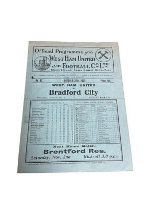Lot 57 - West Ham v Bradford City October 26th 1935 Football League Division II