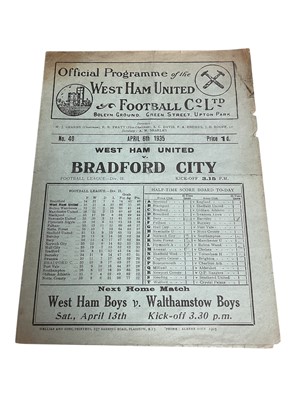 Lot 58 - West Ham v Bradford City April 6th 1935 Football League Division II