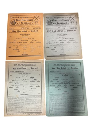 Lot 61 - West Ham v Brentford 13th April 1940 Football League Regional Competition, 3rd May 1941 South Regional League, 21st February 1942 London War League, 16th January 1943 & 9th October 1943 both...