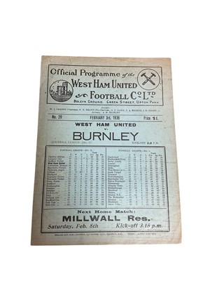 Lot 66 - West Ham v Burnley February 3rd 1936 Football League Division II