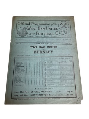 Lot 68 - West Ham v Burnley November 27th 1937 Football League Division II
