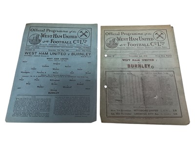 Lot 69 - West Ham v Burnley December 3rd 1938 Football League Division II, 31st May 1947 Football League Division II (2)