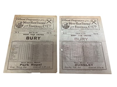 Lot 72 - West Ham v Bury March 17th 1934, February 1st 1936, both Football League Division II