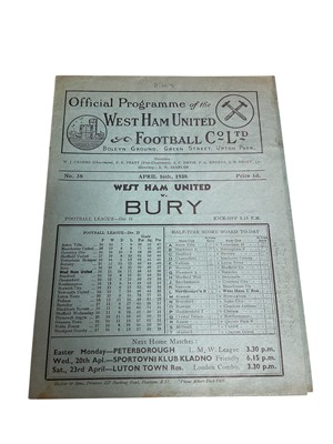 Lot 74 - West Ham v Bury April 16th 1938 Football League Division II