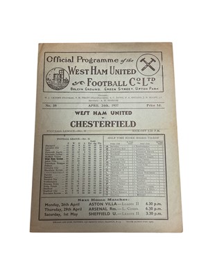 Lot 80 - West Ham v Chesterfield April 24th 1937 Football League Division II