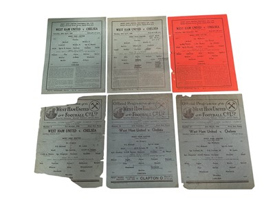 Lot 84 - West Ham v Chelsea 20th April 1940 Football League Cup, 29th April 1940 Football League Regional Competition, 20th December 1941 London War League, 3rd October 1942, 27th December 1943, 25th Mar...