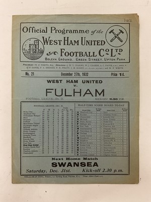 Lot 93 - West Ham v Fulham December 27th 1932 Football League Division II