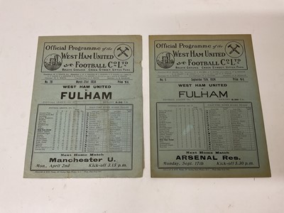 Lot 94 - West Ham v Fulham September 15th 1934, March 31st 1934, both Football League Division II (2)