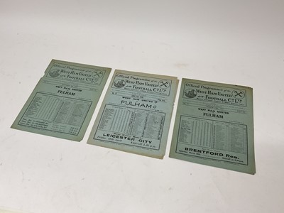 Lot 95 - West Ham v Fulham April 4th 1936, March 13th 1937, October 9th 1937, all Football League Division II (3)