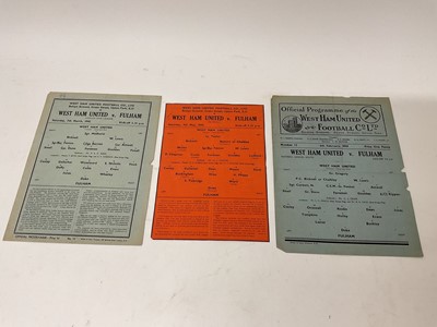 Lot 97 - West Ham v Fulham 7th March 1942 London War League, 9th May 1942 Friendly, 6th February 1943 Football League South (3)