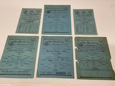 Lot 98 - West Ham v Fulham 1st April 1944, 14th April 1945, 29th April 1946, all Football League South, 2nd September 1946, 13th December 1947, 11th December 1948, all Football League Division 2 (6)