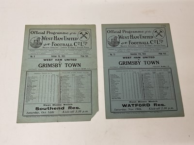 Lot 99 - West Ham v Grimsby Town November 12th 1932, October 7th 1933, both Football League Division II (2)
