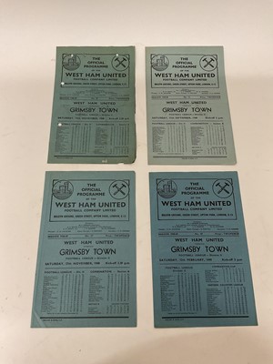 Lot 100 - West Ham v Grimsby Town 27th November 1948, 12th February 1949, 17th September 1949, 27th November 1948, all Football League Division II (4)