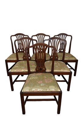 Lot 1322 - Set of eight late 19th century mahogany dining chairs in the Hepplewhite style, with drop-in seats