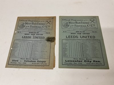 Lot 105 - West Ham v Leeds United March 22nd 1930, November 15th 1930 both Football League Division I (2)