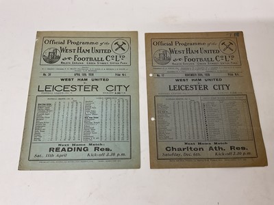 Lot 107 - West Ham v Leicester City November 29th 1930 Football League Division 1, April 10th 1936 Football League Division II (2)