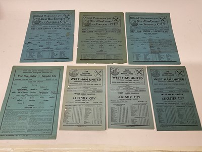 Lot 108 - West Ham v Leicester City 11th May 1940 Football League Cup Second Round, 29th November 1947, 7th September 1946, 15th April 1949, 22nd October 1949, all Football League Division II, 1st December...