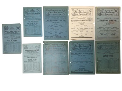 Lot 114 - West Ham v Luton Town 18th March 1939, 25th December 1946, 5th October 1946, 15th November 1947, 30th October 1948, 17th December 1949, all Football League Division II, 4th September 1943, 25th D...