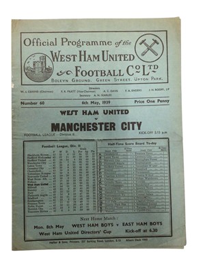 Lot 117 - West Ham v Manchester City 6th May 1939 Football League Division II