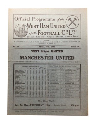 Lot 119 - West Ham v Manchester United April 30th 1938 Football League Division II
