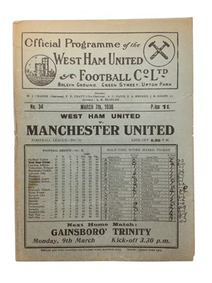 Lot 120 - West Ham v Manchester Uniuted March 7th 1936 Football League Division II