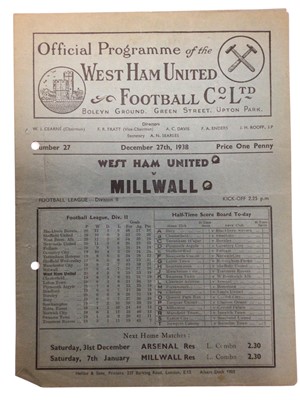 Lot 126 - West Ham v Millwall December 27th 1938 Football League Division II