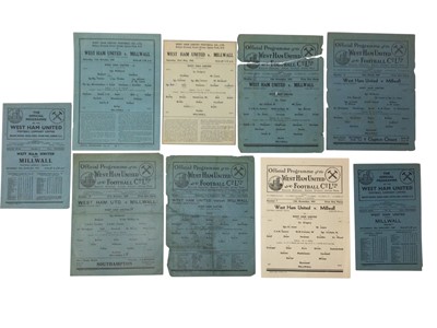 Lot 127 - West Ham v Millwall 11th October 1941 London War League, 23rd May 1942 Friendly, 14th November 1942, 13th November 1943, 24th March 1945, 27th October 1945, all Football League South, 21st Septe...