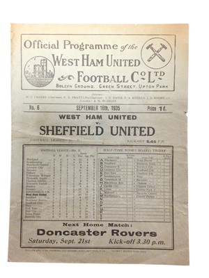 Lot 173 - West Ham v Sheffield United September 16th 1935 Football League Division II