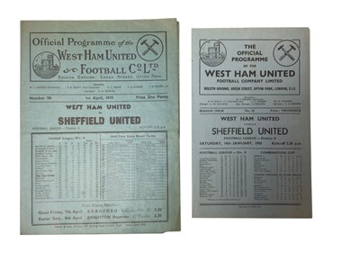 Lot 176 - West Ham v Sheffield United 1st April 1938 14th January 1950 both Football League Division II (2)