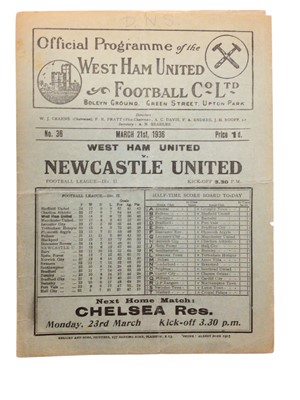 Lot 129 - West Ham v Newcastle March 21st 1936 Football League Division II