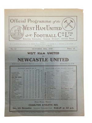Lot 131 - West Ham v Newcastle October 30th 1937 Football League Division II