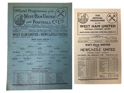 Lot 133 - West Ham v Newcastle 2nd November 1946, 28th February 1948, both Football League Division II